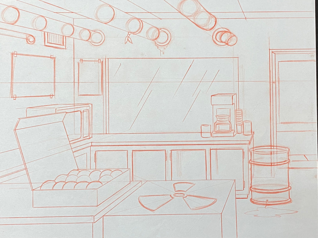 The Simpsons - Original drawing of Nuclear Central (scene background)