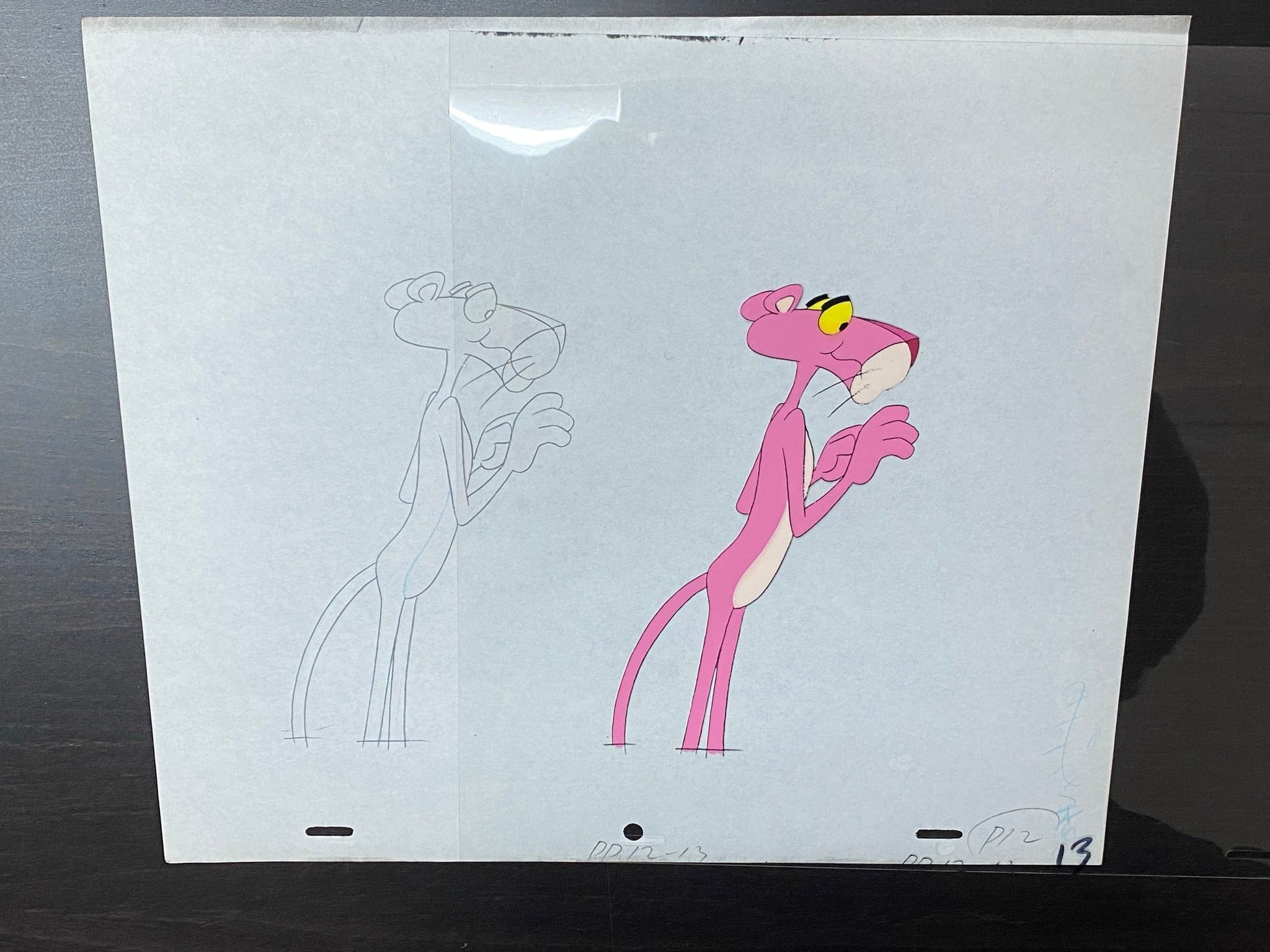 PINK PANTHER - Original Cel + Original Animation Production Drawing of the  frame
