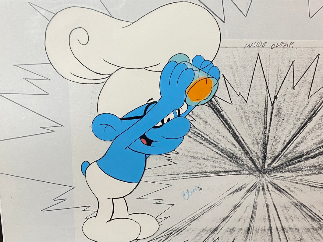 The Smurfs - Original animation cel and background