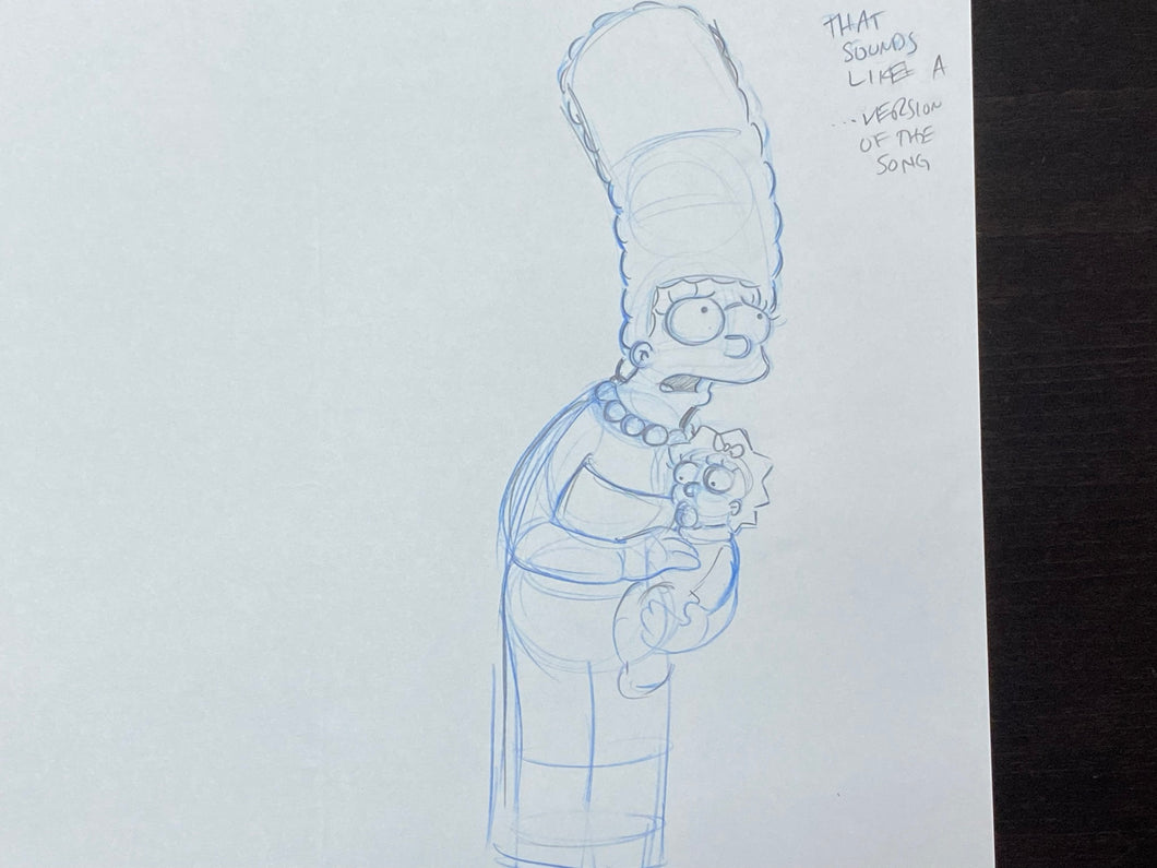 The Simpsons - Original drawing of Marge and Maggie Simpson