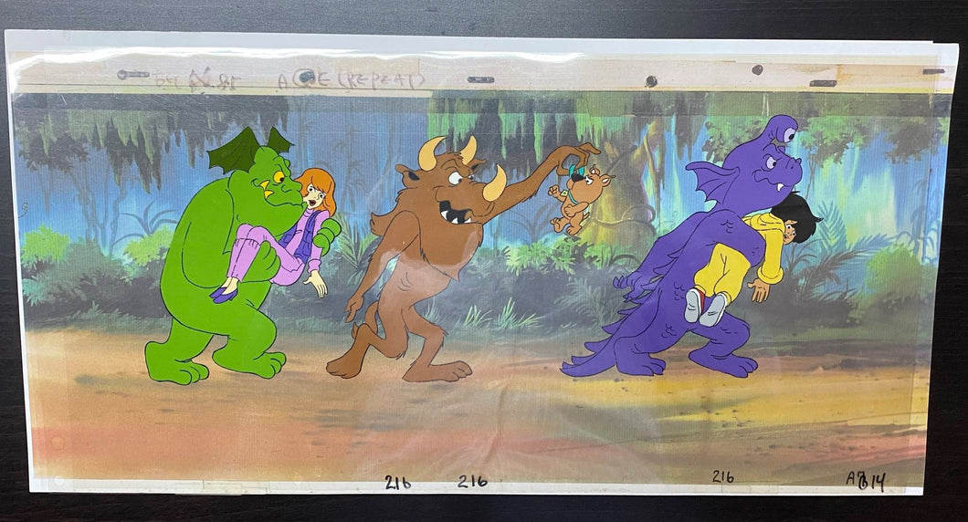 The 13 Ghosts of Scooby-Doo (1985) - Original cel of Daphne Blake, Scrappy-Doo and Flim-Flam