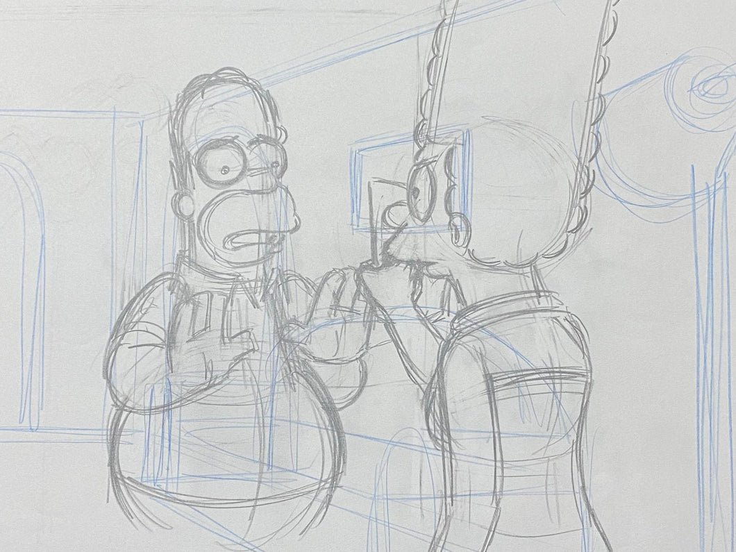 The Simpsons - Original drawing of Homer and Marge Simpson