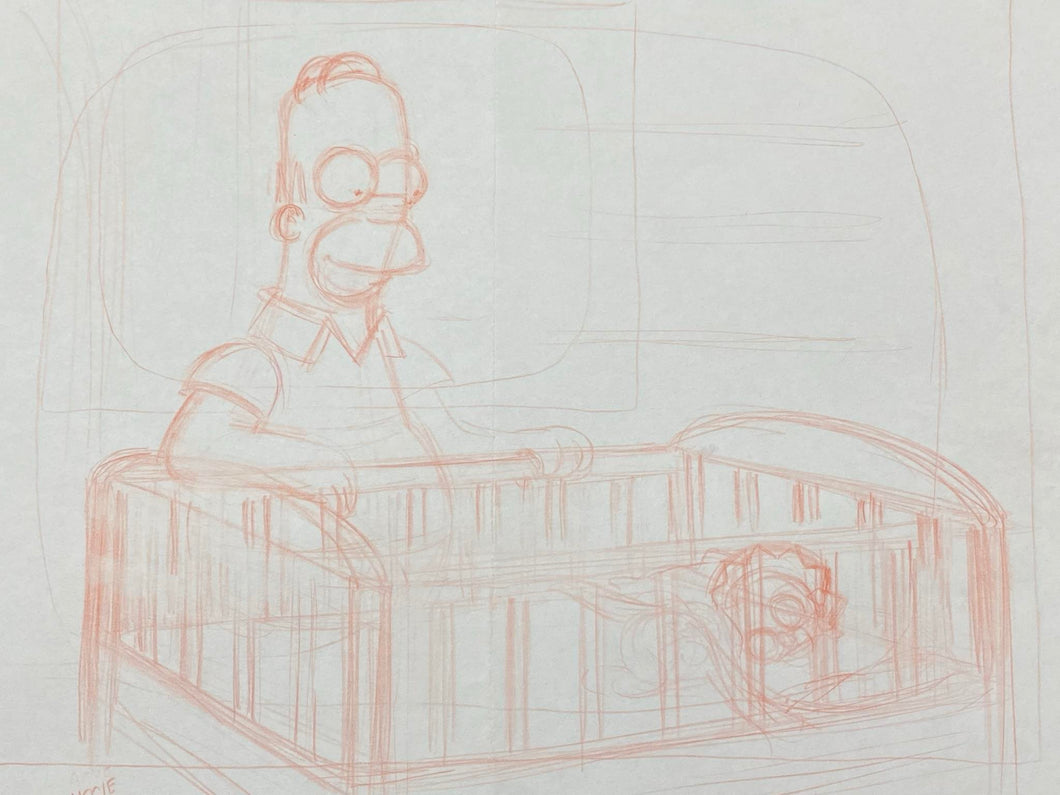 The Simpsons - Original drawing of Homer and Maggie Simpson