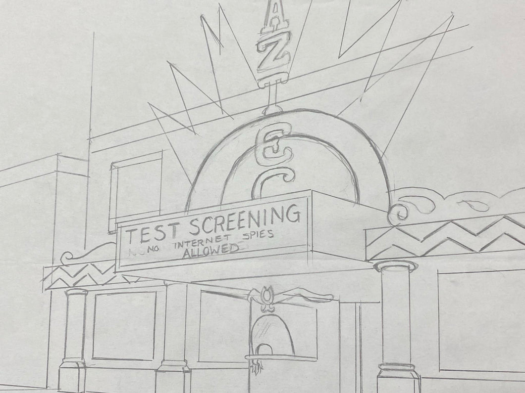 The Simpsons - Original drawing of Aztec Theater (scene background)