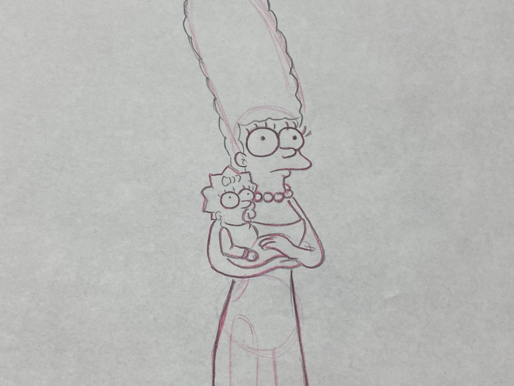 The Simpsons - Original drawing of Marge and Maggie Simpson