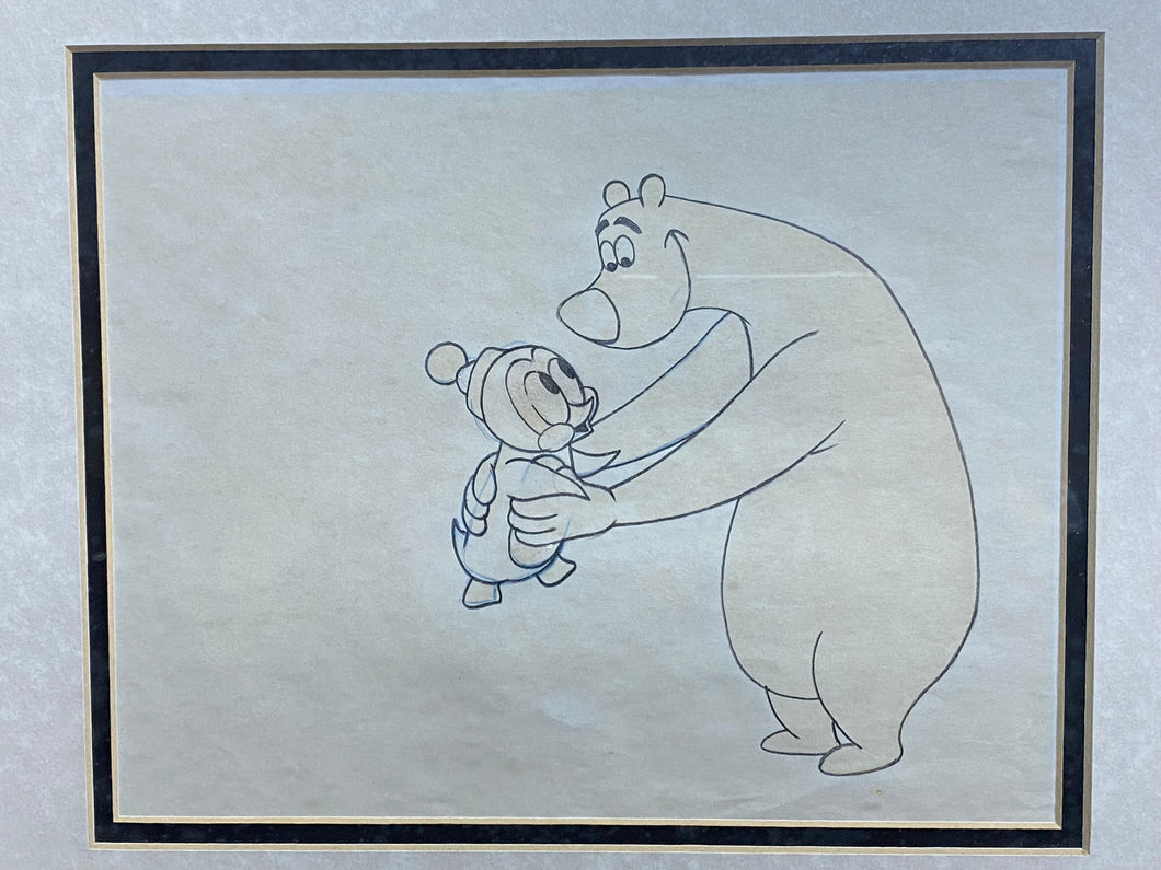 Chilly Willy - Original animation drawing of Maxie the Polar Bear and Chilly Willy (framed)