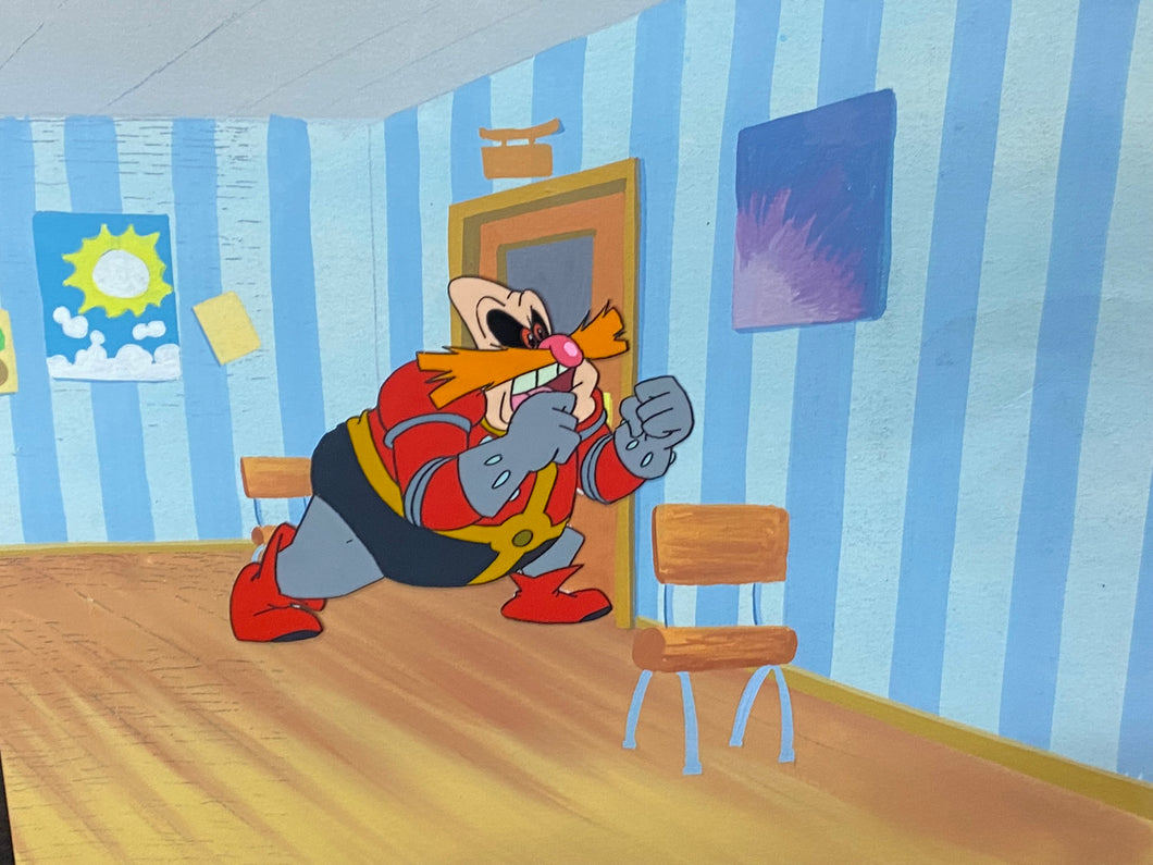 Sonic the Hedgehog - Original Animation Cel with painted background