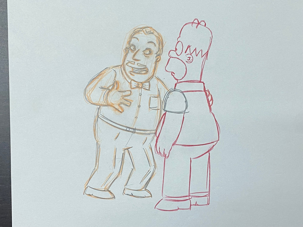 The Simpsons - Original drawing of Homer Simpson and The Yes Guy