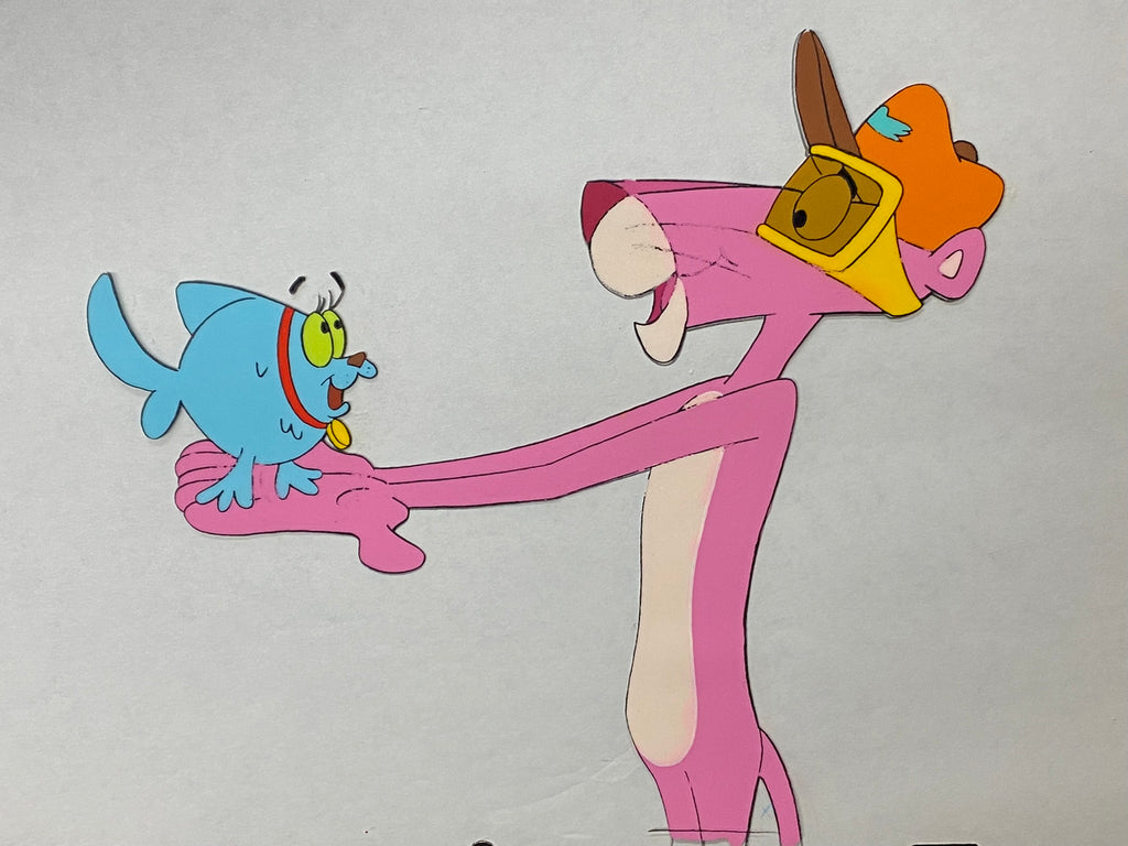 Pink Panther with flowers, original animation cel and drawing – Gallery  Animation