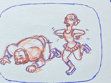 Load image into Gallery viewer, The Simpsons - Original drawing of Warren Sapp and Michelle Kwan, (Episode: Homer and Ned&#39;s Hail Mary, 2005)
