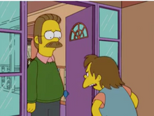 Load image into Gallery viewer, The Simpsons - Original drawing of Ned Flanders and Nelson Muntz (Episode: Home Away from Homer, 2005)
